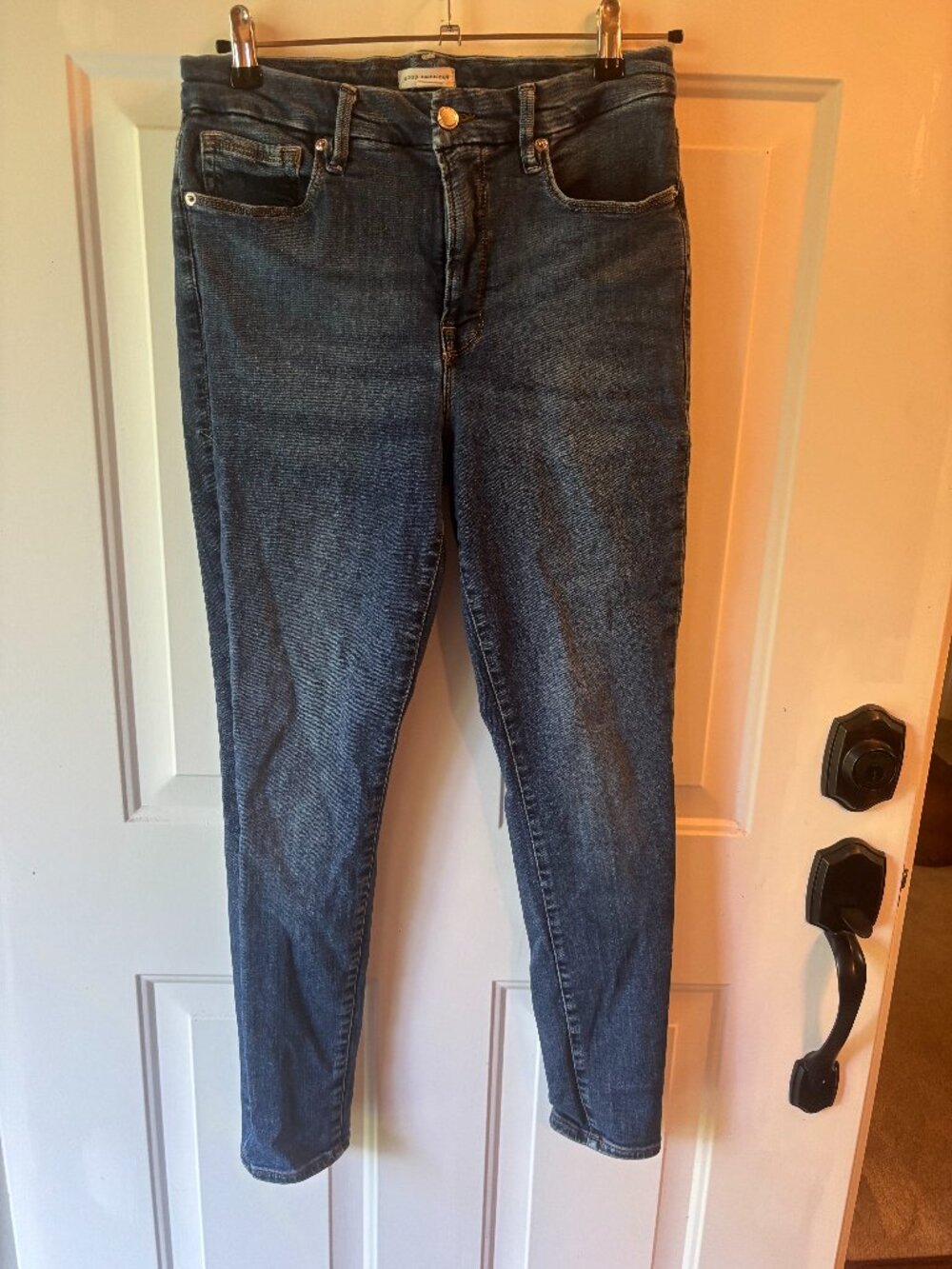 Good American Size 10/30 Blue Stretch Jeans Organic Cotton